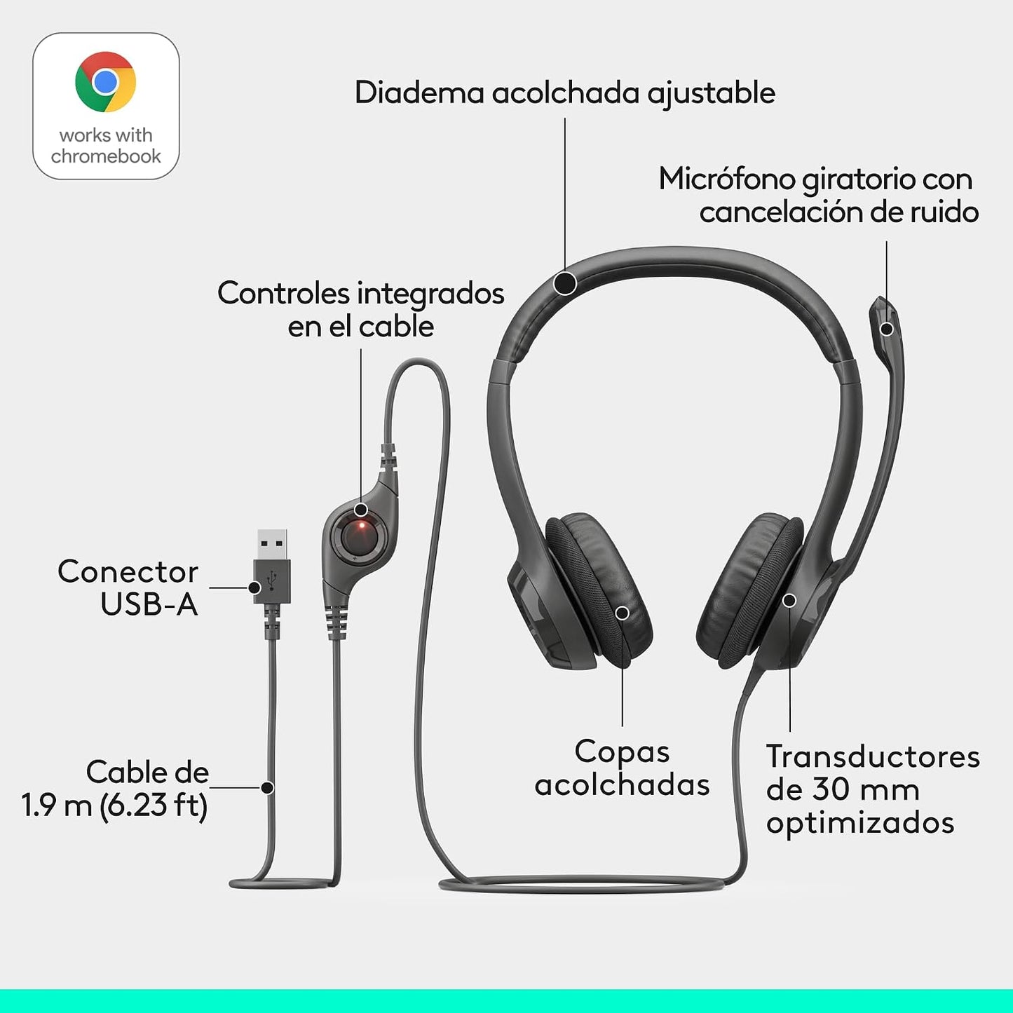 AUDÍFONOS LOGITECH h390 NEGRO