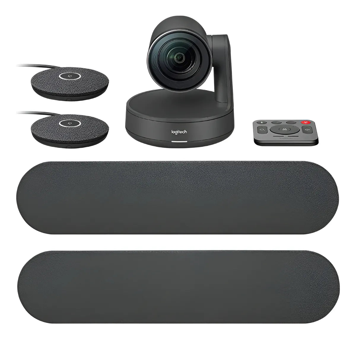 Kit Videoconferencia Logitech Rally Plus 2 Parlantes + 2 Mic Color Negro