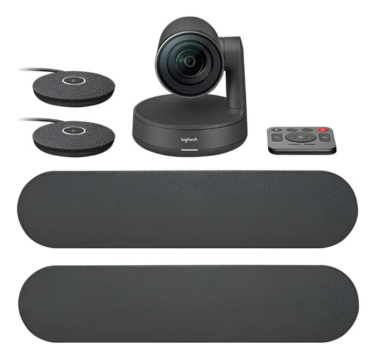 Kit Videoconferencia Logitech Rally Plus 2 Parlantes + 2 Mic Color Negro